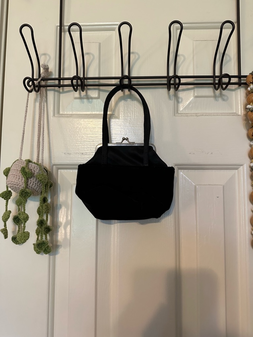 Black Velvet Handbag with Top Handles